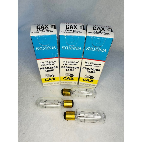 3 Sylvania CAX Projector Lamp‎ Bulbs 50W 120V Original Equipment Vintage USA NOS - Picture 1 of 8